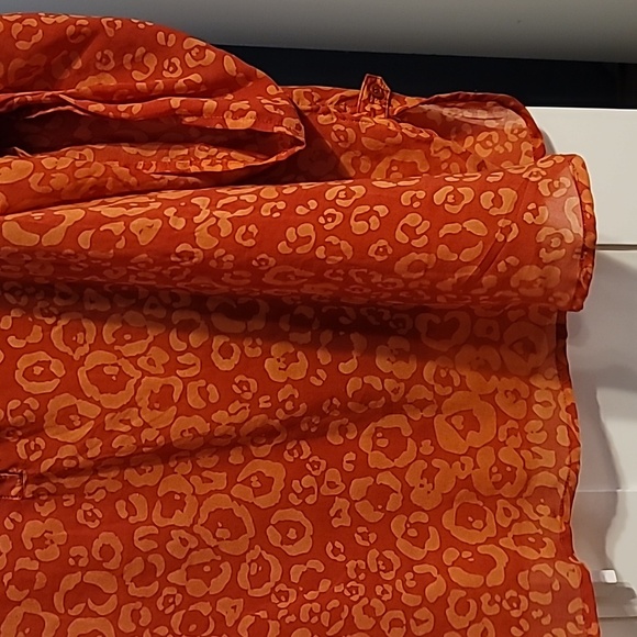 APT. 9 Tunic Top Women's 3X Terra Cotta Roll-Tab Sleeve Chiffon Layered Cheetah - Picture 3 of 12